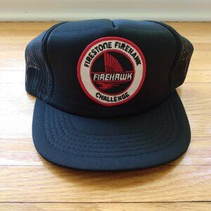 Vintage Trucker Hat Firestone Firehawk Challenge Mesh Snapback Cap 80s 90s Retro